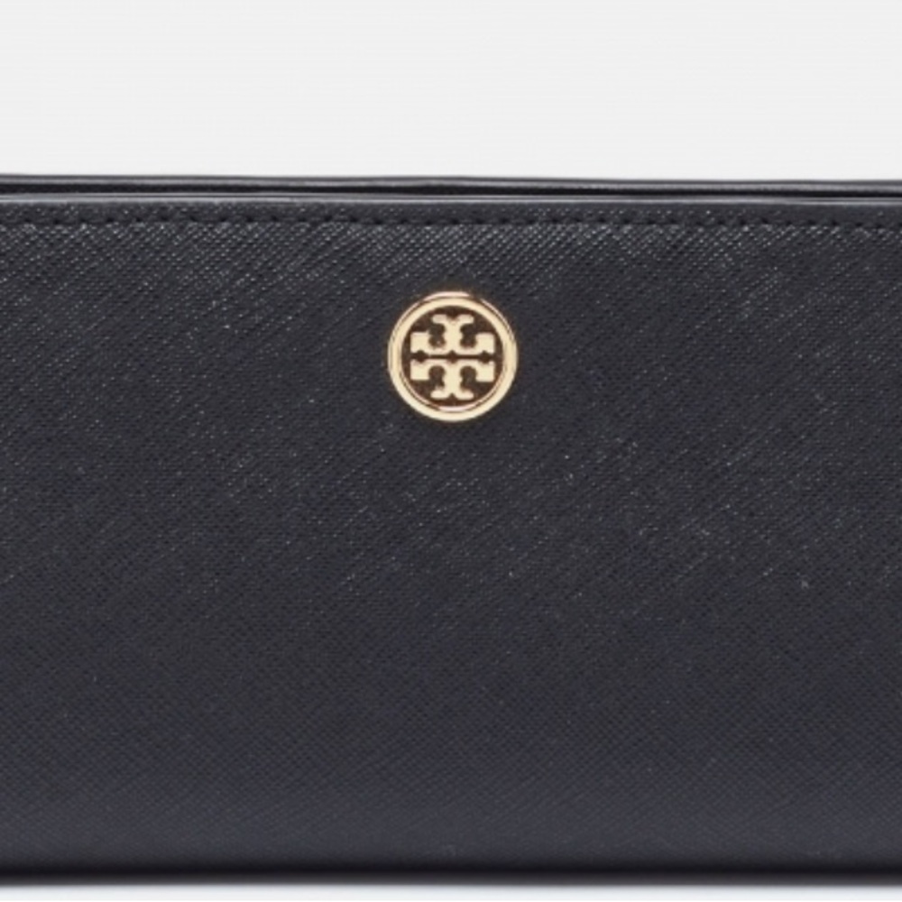 Tory Burch Black Leather Robinson Flap Continental Wallet